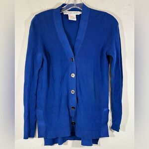 Gretchen Scott ladies cardigan sweater blue gold small knit casual everyday